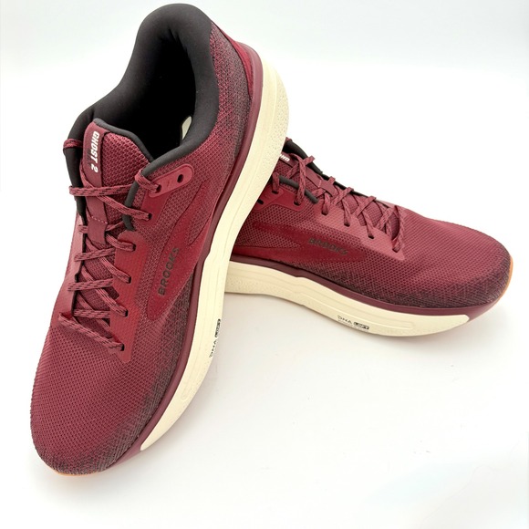 Brooks Ghost 2 Max Running Shoes Maroon‎ Red Men's Size 14 Medium Width Sneakers - Picture 3 of 7